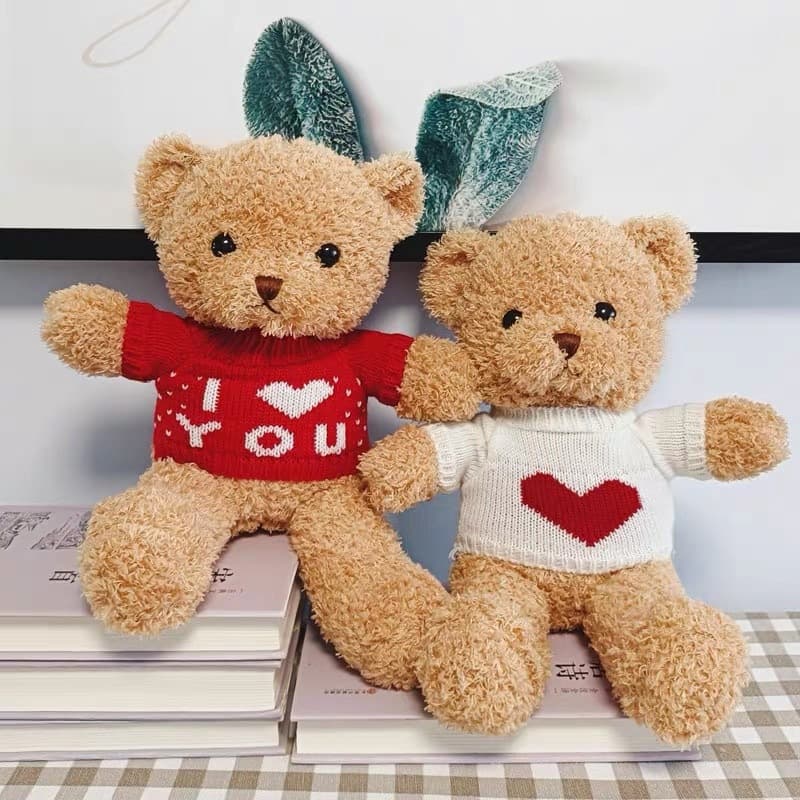 Christmas bear couple gift I LOVE YOU love confession Teddy brown bear plush toy doll 2