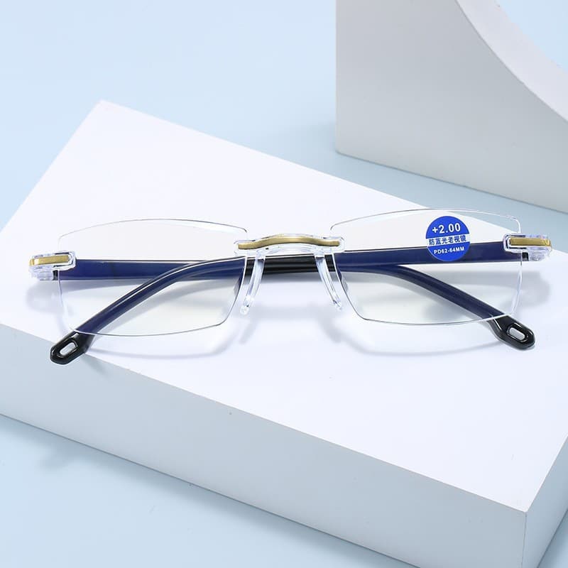 Wholesale smart zoom anti-blue light frameless edge-cut reading glasses running street stalls reading glasses simple reading glasses 3