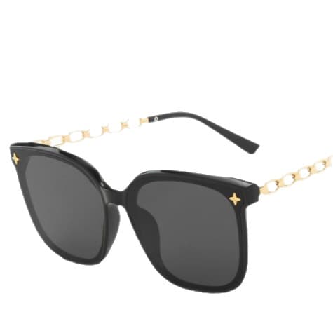 High-end sunglasses for women, slimming face, 2023 new style, chain leg star sunglasses, big face, slimming, black 6