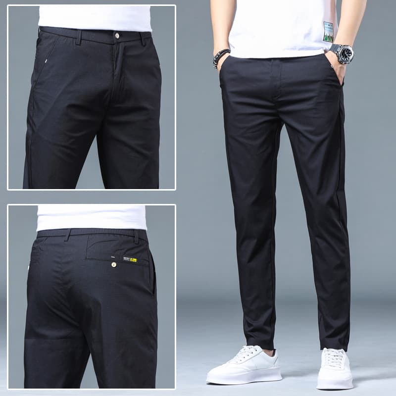 Spring and summer new casual pants men's slim straight breathable elastic ice silk versatile trendy men's pants wholesale cool feeling 5