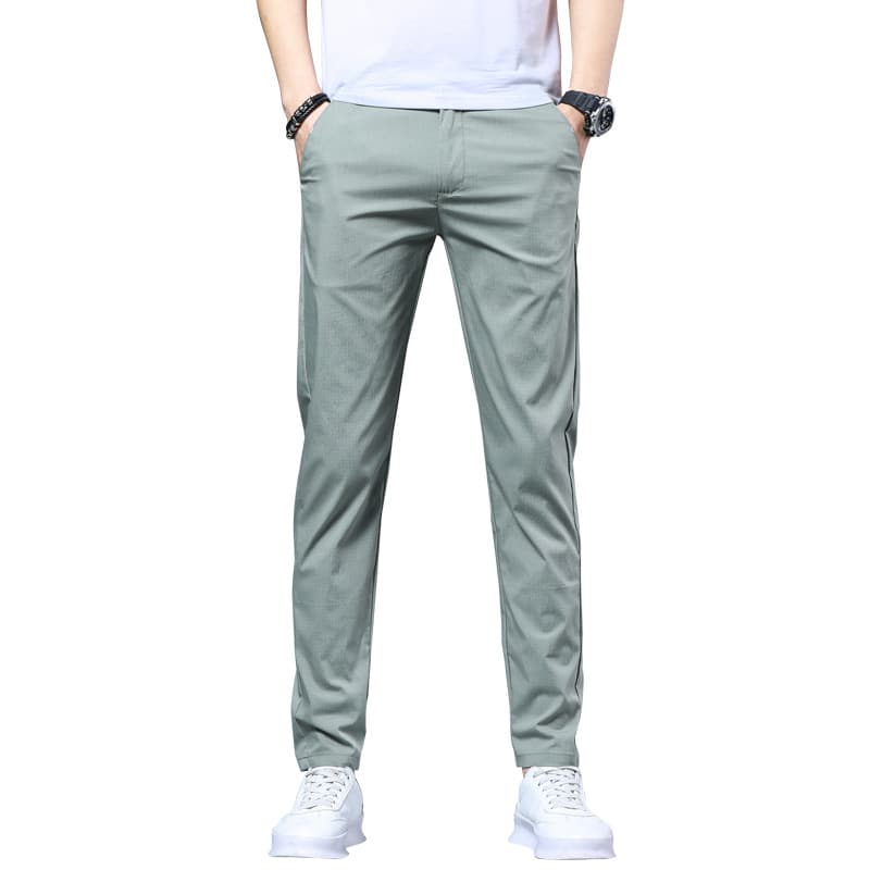 Spring and summer new casual pants men's slim straight breathable elastic ice silk versatile trendy men's pants wholesale cool feeling 6