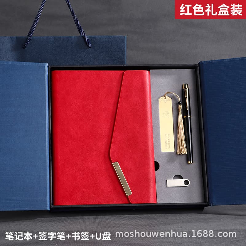 Tri-fold notebook gift box wholesale office stationery notebook new a5 school business gift set with printable logo 7