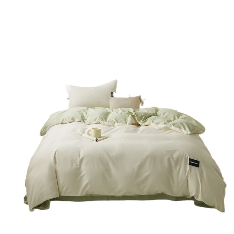Pure cotton 100% pure cotton four-piece set, light luxury, simple long-staple cotton bed sheets and quilt cover, unprinted style student dormitory three-piece set 4 6