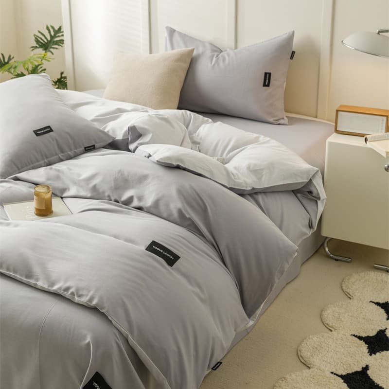 Pure cotton 100% pure cotton four-piece set, light luxury, simple long-staple cotton bed sheets and quilt cover, unprinted style student dormitory three-piece set 4 7