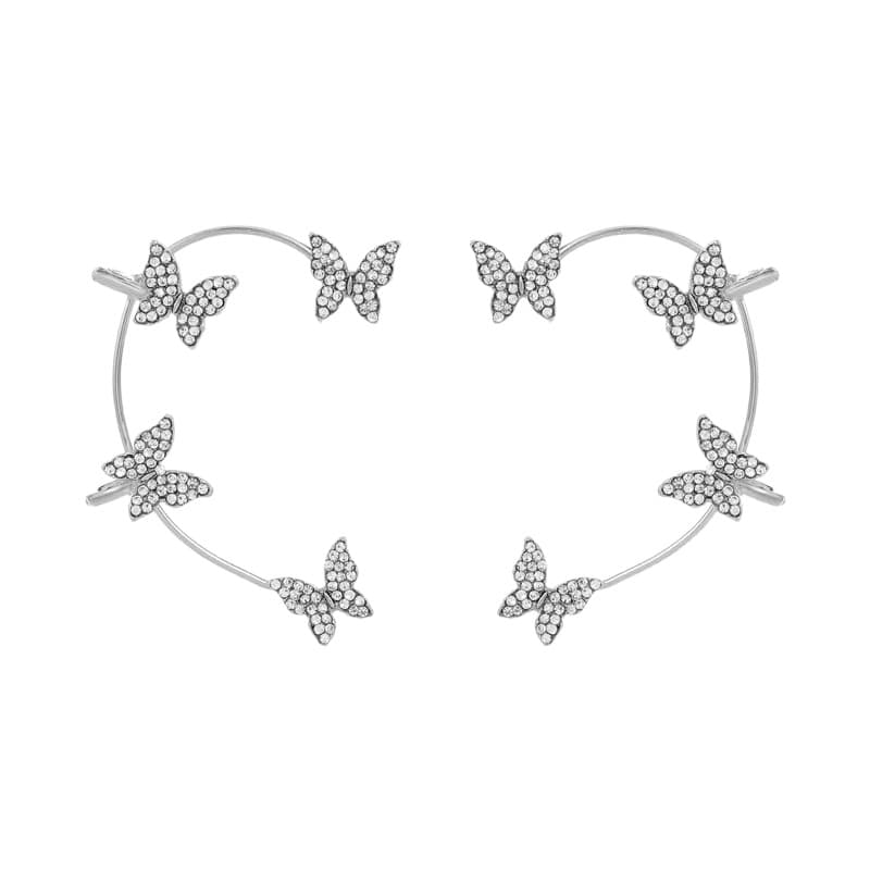 Cross-border hot-selling new long tassel non-pierced ear hooks super flash niche elf butterfly ear clip light luxury diamond earrings 6