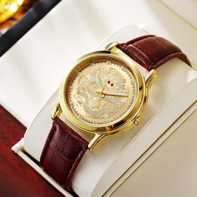 Live streaming men's watch dragon-shaped belt quartz watch waterproof watch fashion business watch commander watch gold dragon 2