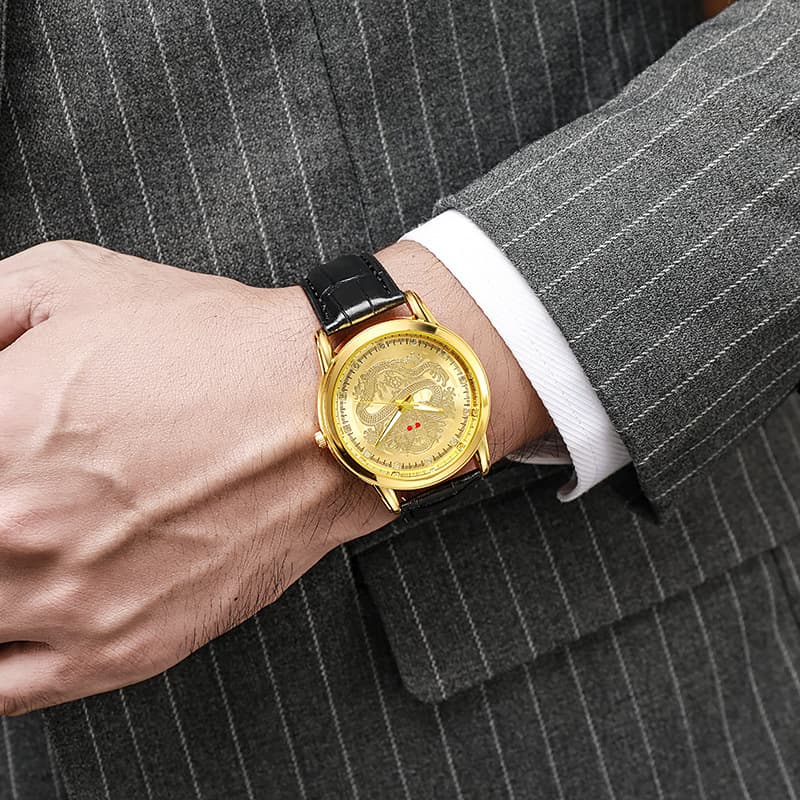 Live streaming men's watch dragon-shaped belt quartz watch waterproof watch fashion business watch commander watch gold dragon 5