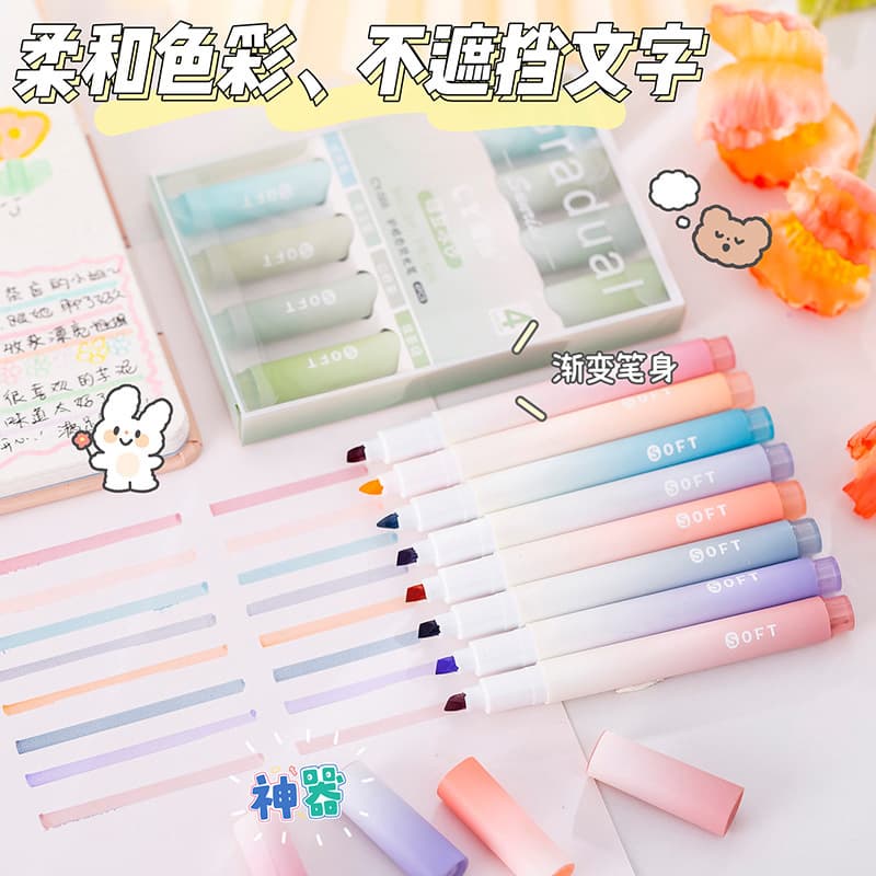 High-value eye-protecting highlighter pen student stationery marking highlight color marker painting graffiti pen wholesale 4