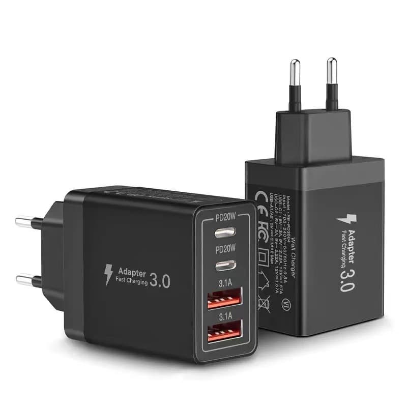 Amazon's popular British standard 55W multi-port USB charger dual PD20W dual USB3.1A four-port certified charging head 4