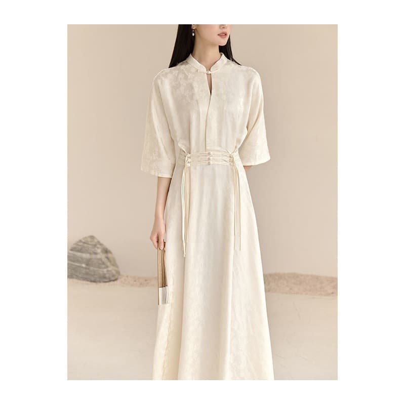 2026 new summer style retro daily temperament high-end simple improved version stand-up collar plate-button cheongsam dress 2