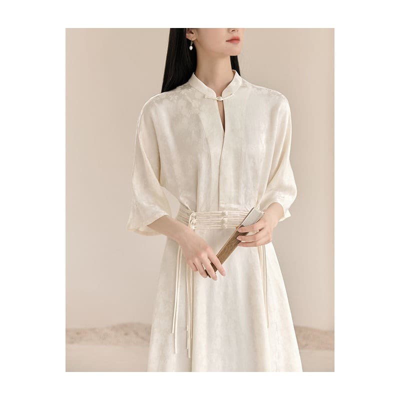 2026 new summer style retro daily temperament high-end simple improved version stand-up collar plate-button cheongsam dress 5