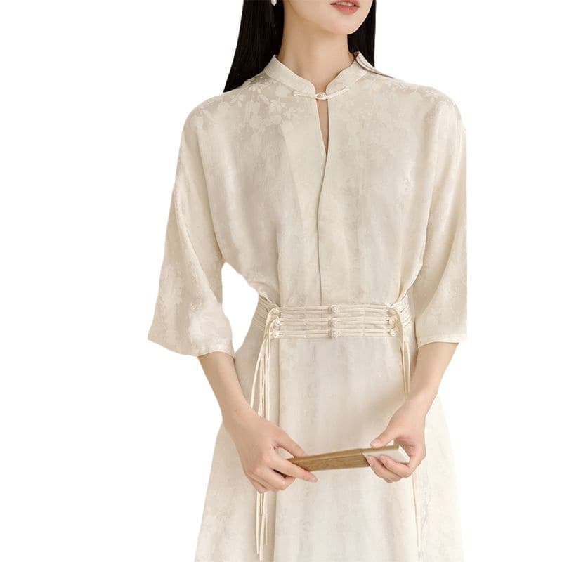 2026 new summer style retro daily temperament high-end simple improved version stand-up collar plate-button cheongsam dress 6