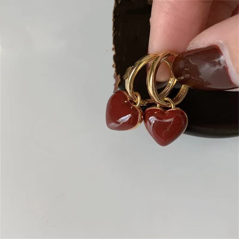 A high-end two-wear love/square oil drop earrings with simple style and ear buckle earrings 2
