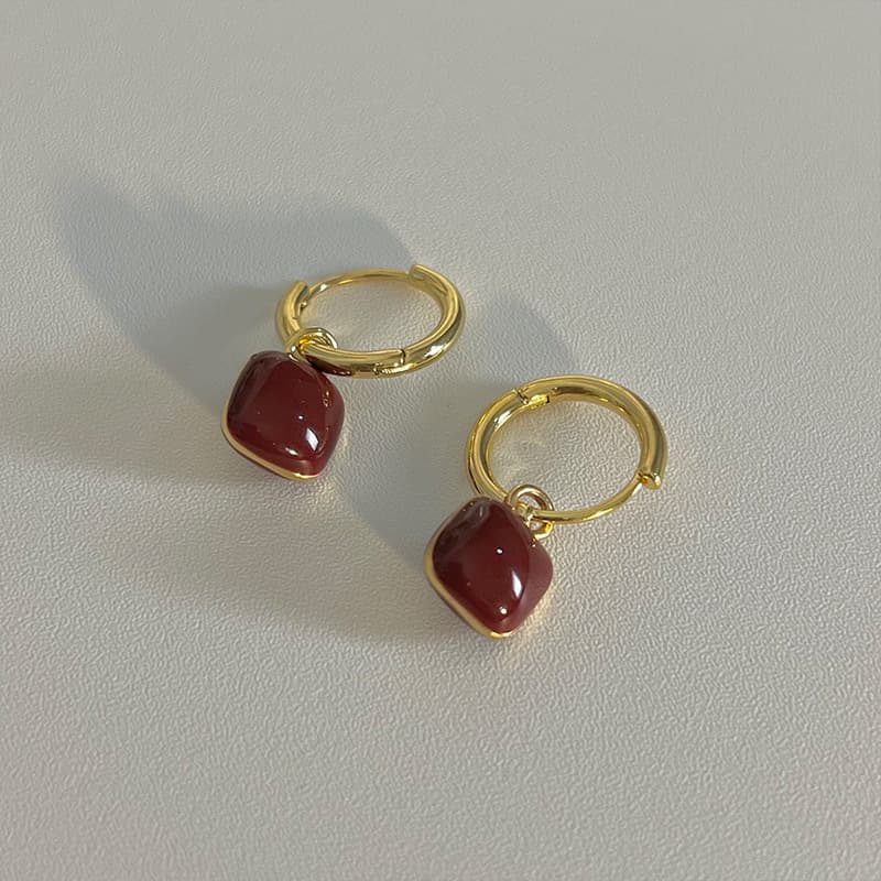 A high-end two-wear love/square oil drop earrings with simple style and ear buckle earrings 3