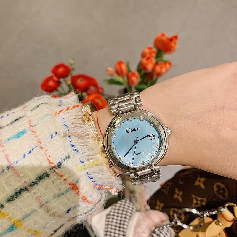 Dinimi fashion simple temperament steel belt quartz retro diamond scale ladies watch female watch 3