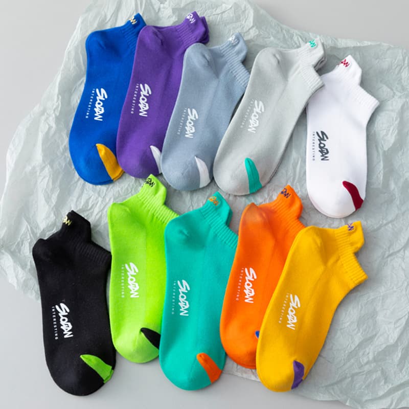 Socks men's boat socks 100% cotton anti-athlete and anti-odor summer socks sports youth high school students cotton socks men 2