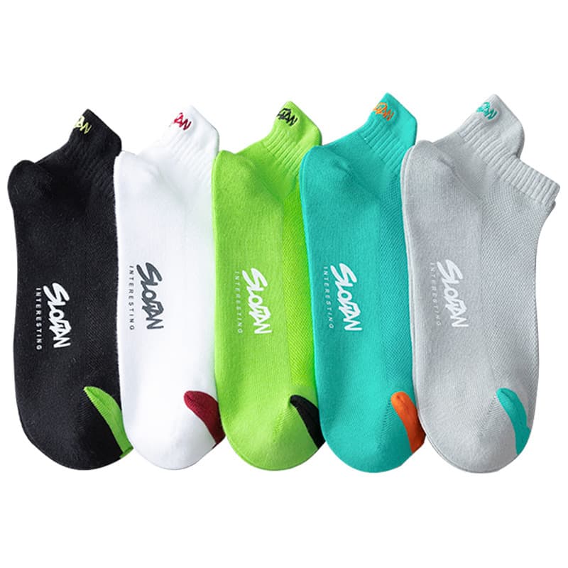 Socks men's boat socks 100% cotton anti-athlete and anti-odor summer socks sports youth high school students cotton socks men 6