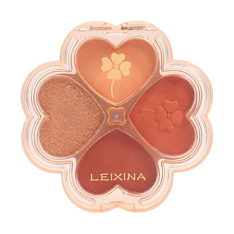 Lucky Clover Four-Color Eyeshadow Palette is light, easy to apply, whitening, women's touch-up, matte earthy pearlescent with glitter 6