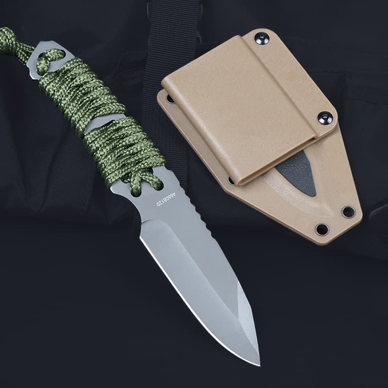 Outdoor straight knife integrated K sheath camping survival broken window tool knife high hardness stainless steel small multi-function 3