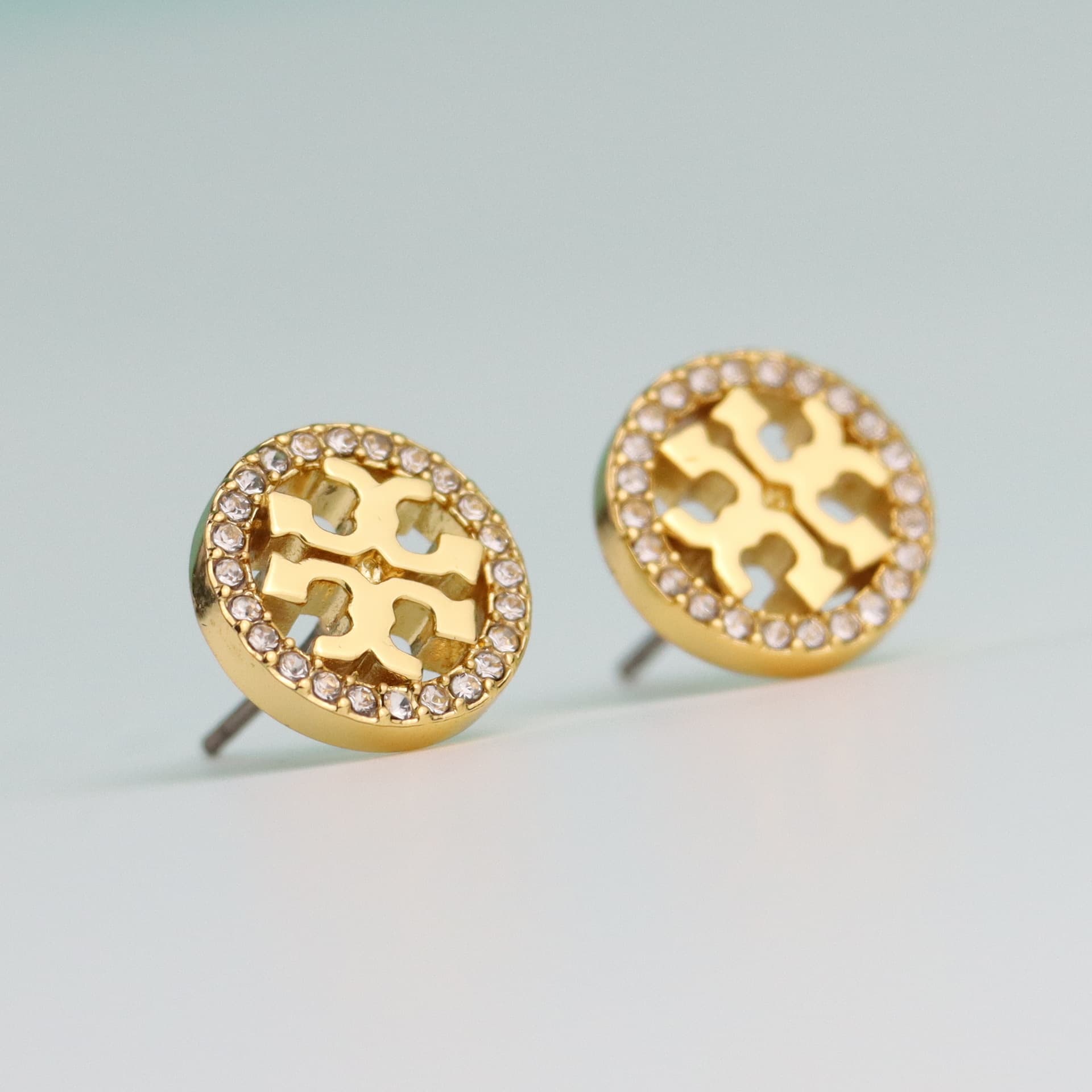 Qingdao Foreign Trade Jewelry TB gold-plated copper handmade micro-inlay full diamond fashion classic versatile student internet celebrity earrings 1