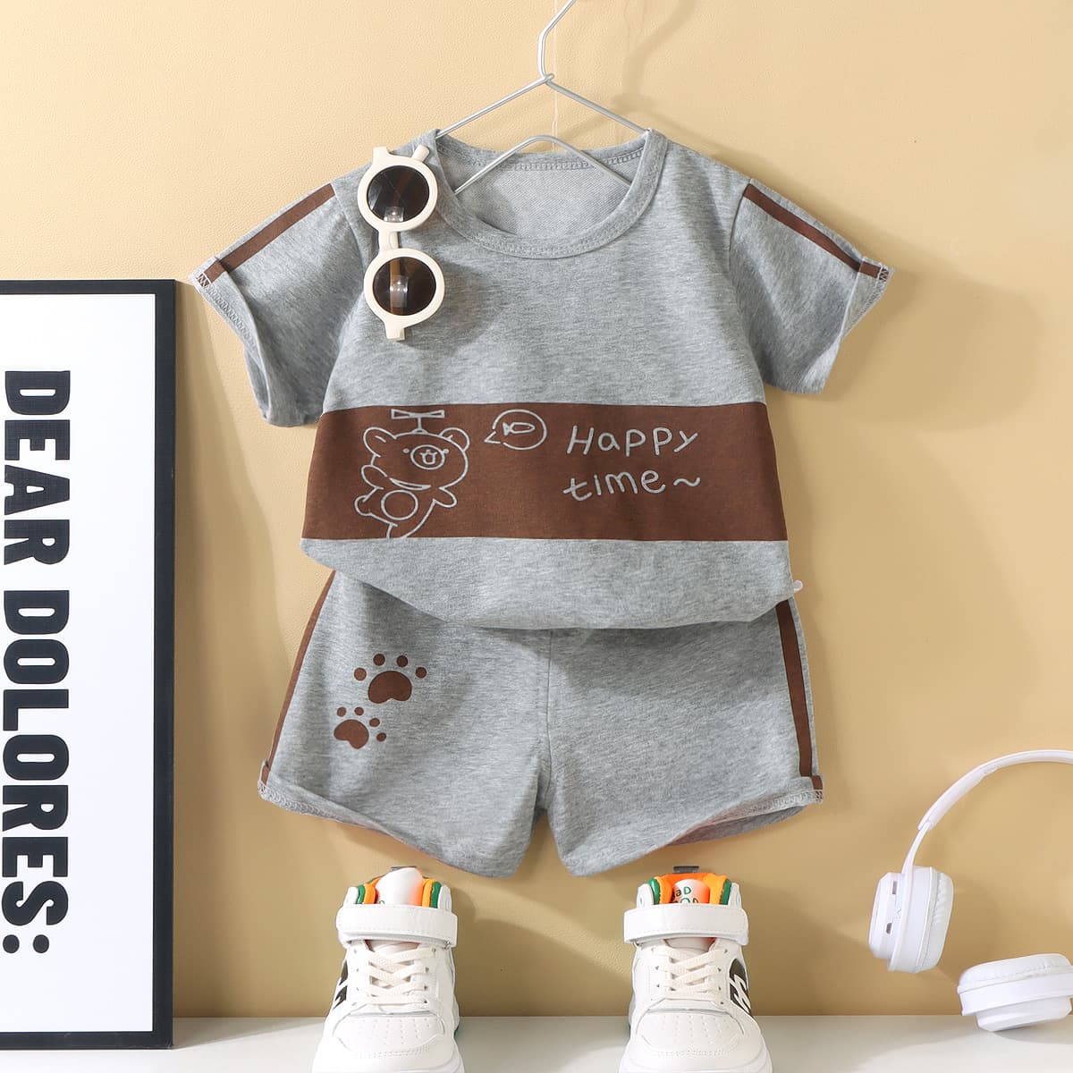 Children's short-sleeved suit, thin T-shirt shorts for boys and girls, summer infant clothes, summer children's clothes 1-5-7 3