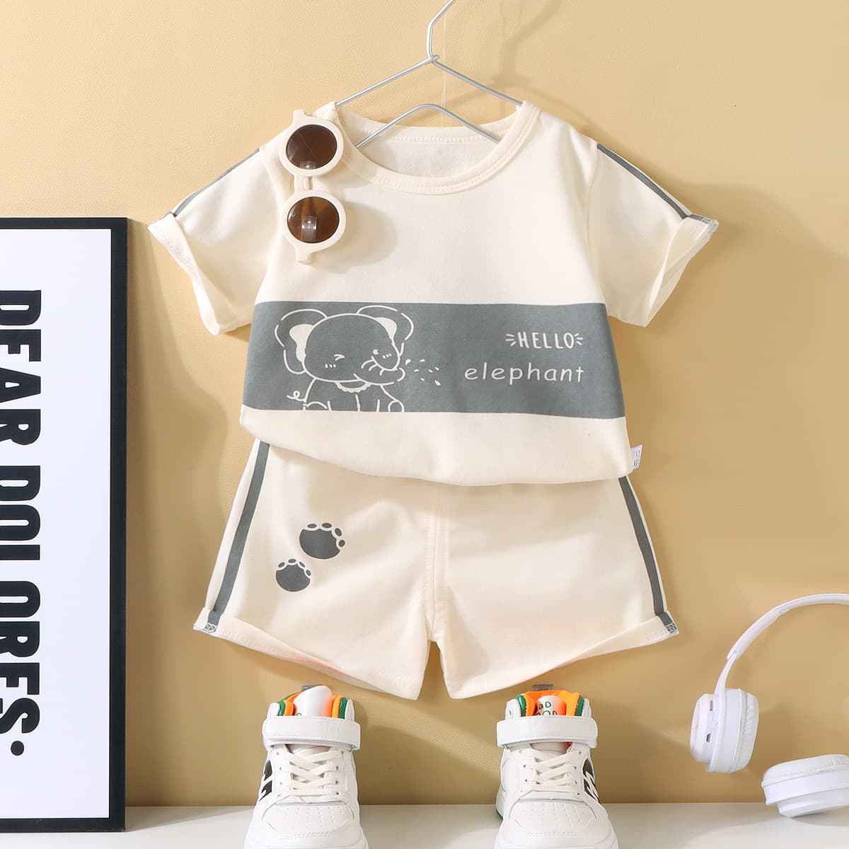 Children's short-sleeved suit, thin T-shirt shorts for boys and girls, summer infant clothes, summer children's clothes 1-5-7 4