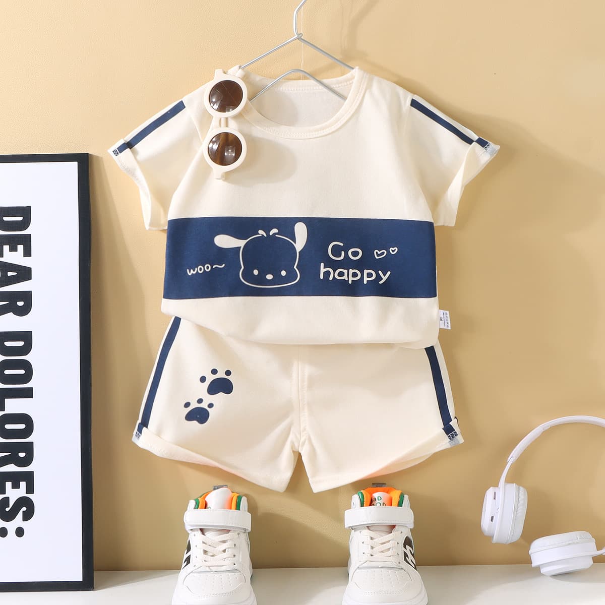 Children's short-sleeved suit, thin T-shirt shorts for boys and girls, summer infant clothes, summer children's clothes 1-5-7 5