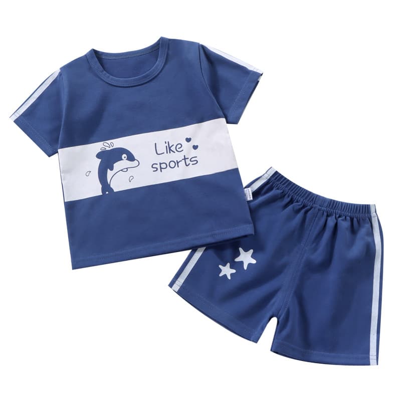 Children's short-sleeved suit, thin T-shirt shorts for boys and girls, summer infant clothes, summer children's clothes 1-5-7 6