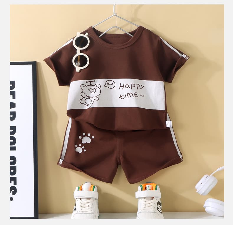 Children's short-sleeved suit, thin T-shirt shorts for boys and girls, summer infant clothes, summer children's clothes 1-5-7 7