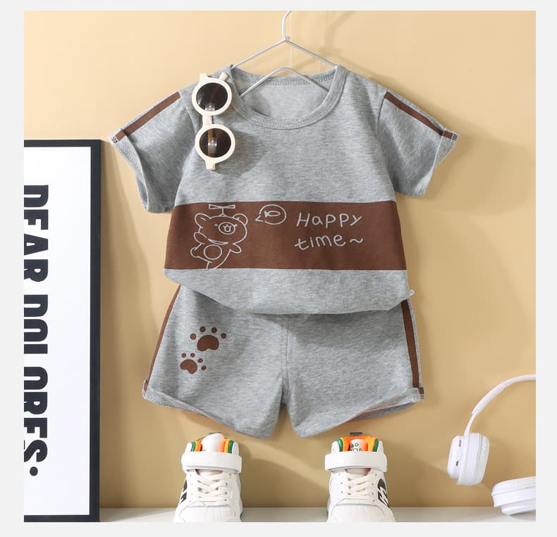 Children's short-sleeved suit, thin T-shirt shorts for boys and girls, summer infant clothes, summer children's clothes 1-5-7 9