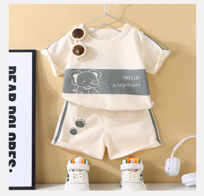 Children's short-sleeved suit, thin T-shirt shorts for boys and girls, summer infant clothes, summer children's clothes 1-5-7 10