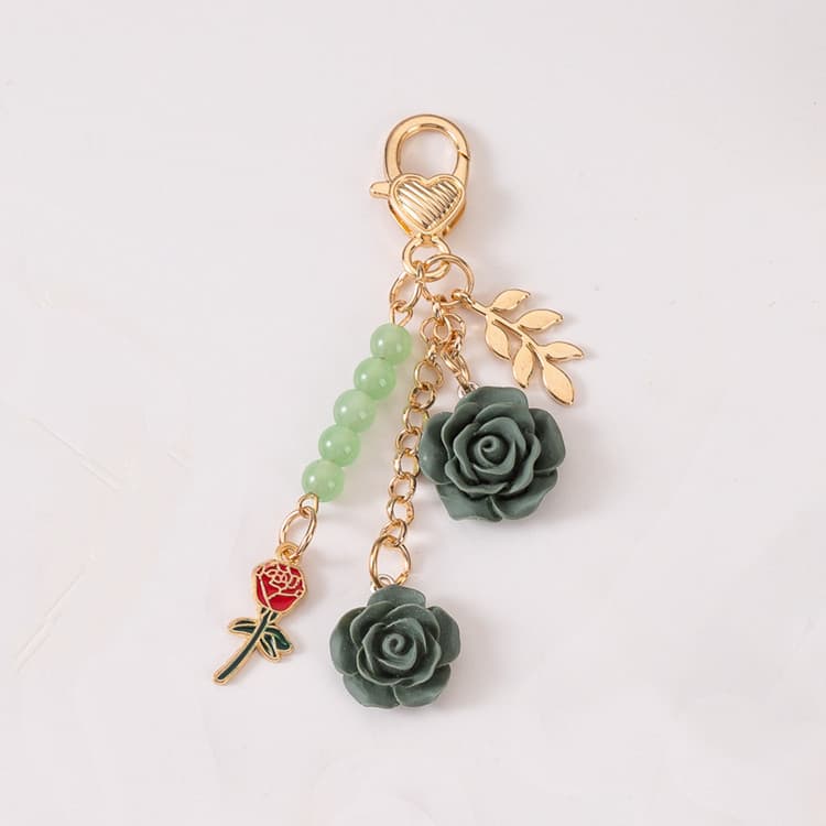 ins Japanese rose resin camellia alloy door buckle car key chain accessories u disk pendant car pendant 7
