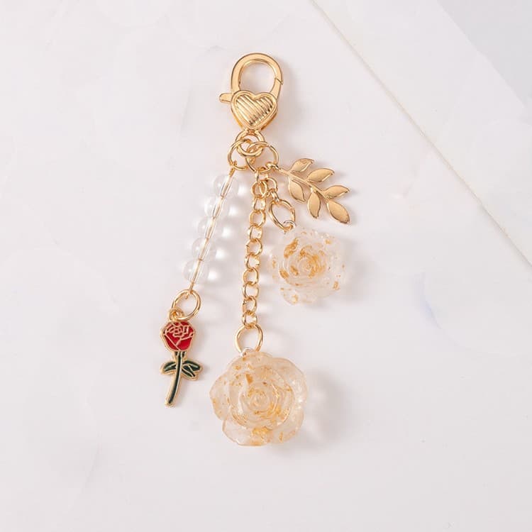 ins Japanese rose resin camellia alloy door buckle car key chain accessories u disk pendant car pendant 8