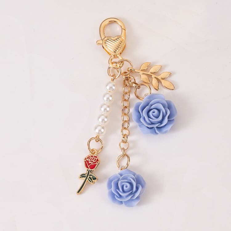 ins Japanese rose resin camellia alloy door buckle car key chain accessories u disk pendant car pendant 9
