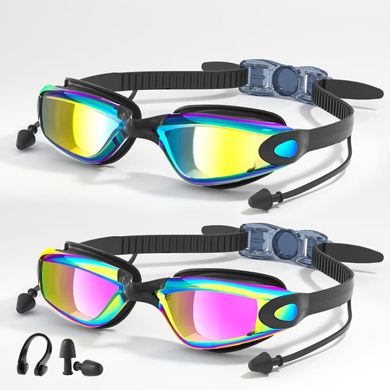 Cross-border swimming goggles for adults and men, electroplated high-definition waterproof and anti-fog swimming goggles, myopia suit, swimming cap, nose clip and earplugs 2