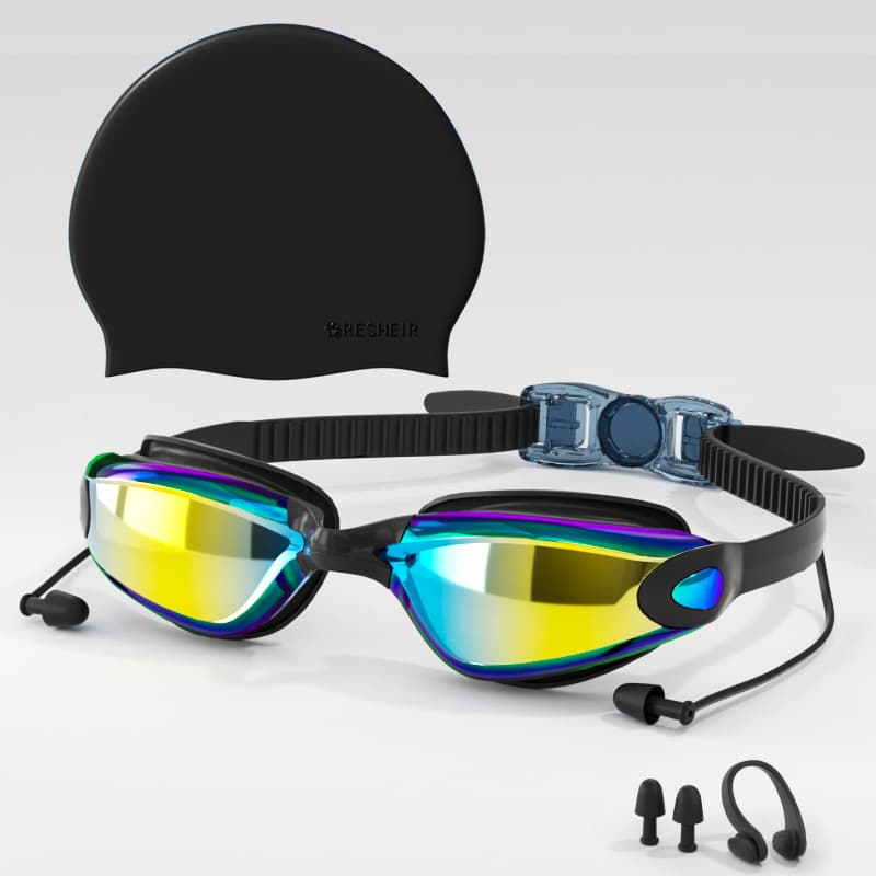 Cross-border swimming goggles for adults and men, electroplated high-definition waterproof and anti-fog swimming goggles, myopia suit, swimming cap, nose clip and earplugs 8