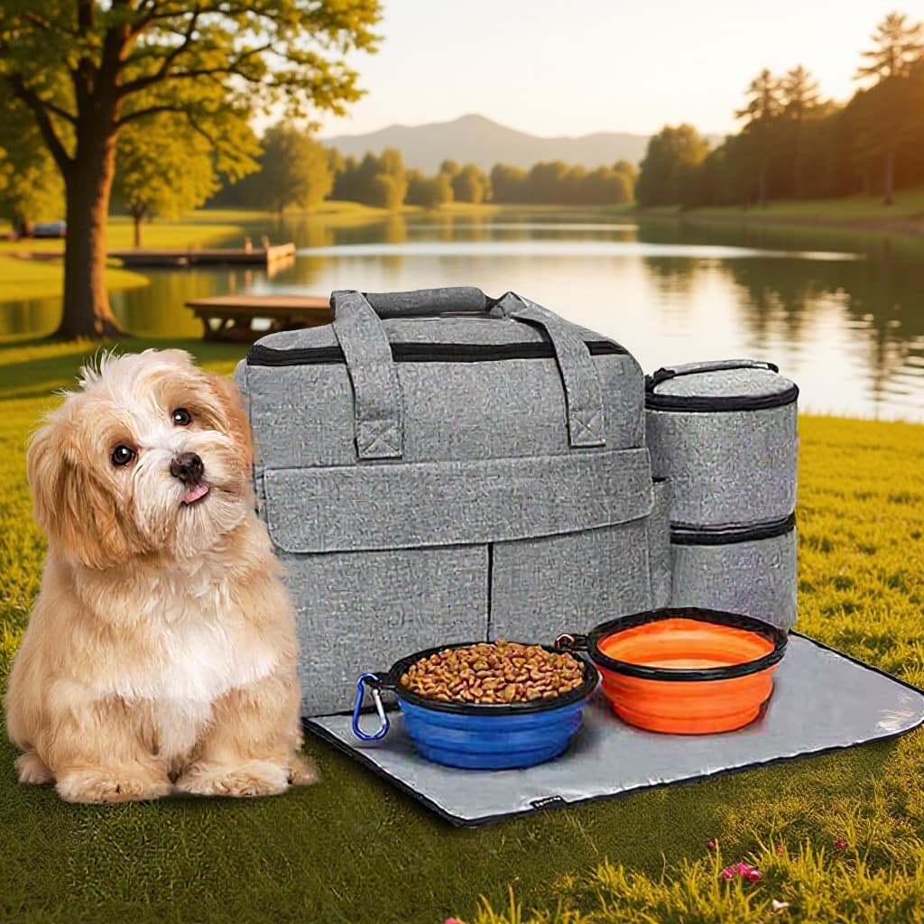 Cross-border pet bag, travel bag, convenient large-capacity backpack, dog food and cat food folding storage bag, multi-function