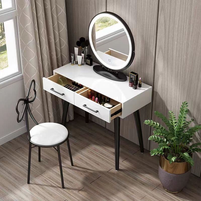 Nordic multifunctional dressing table makeup mirror desktop LED light internet celebrity smart with fill light large desktop rotating 5