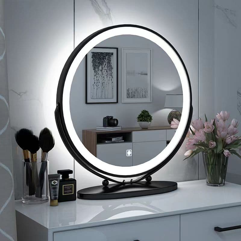 Nordic multifunctional dressing table makeup mirror desktop LED light internet celebrity smart with fill light large desktop rotating 1