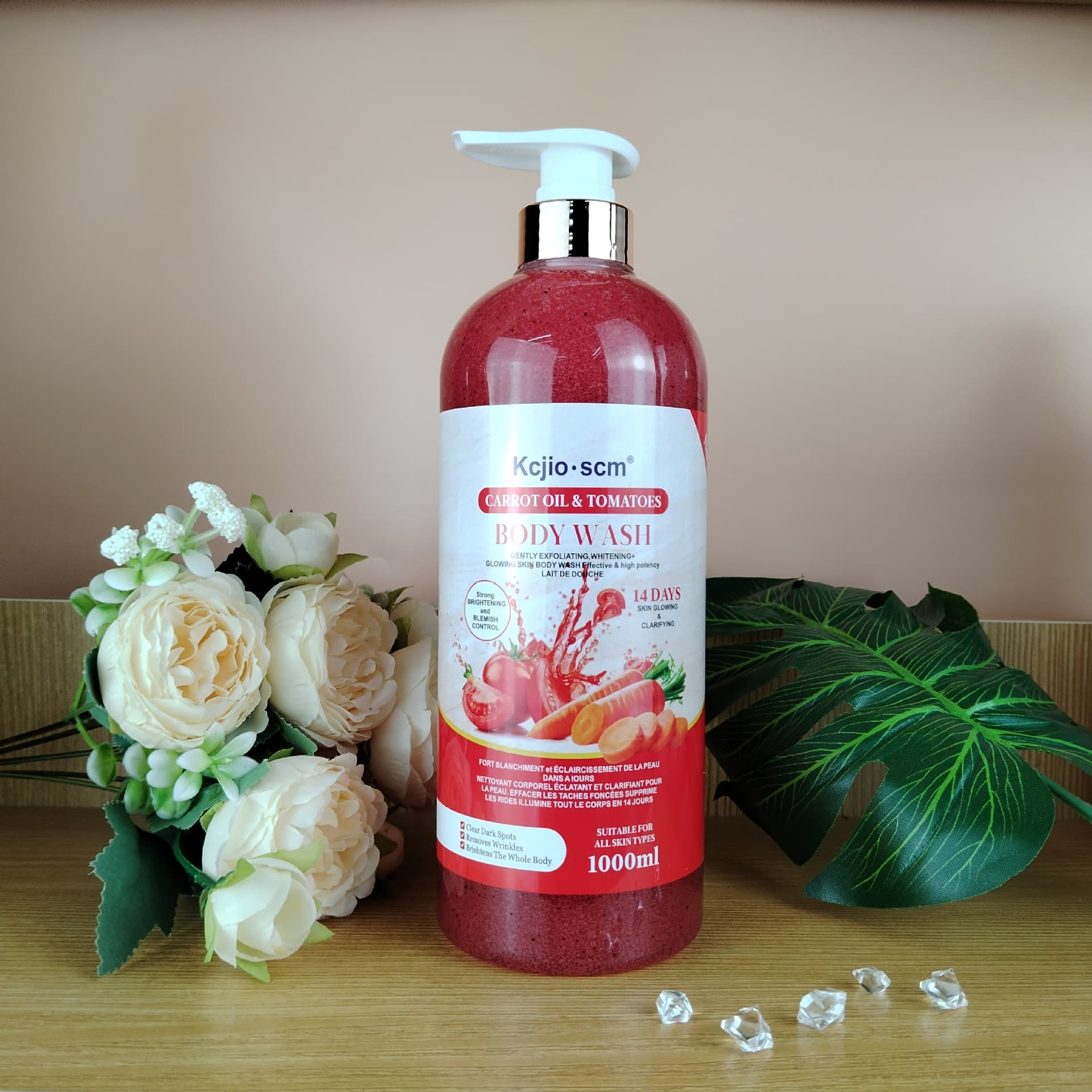 Cross-border English Gold Carrot Oil Tomato Goat Milk Vitamin C Almond Exfoliating Scrub Shower Gel 4