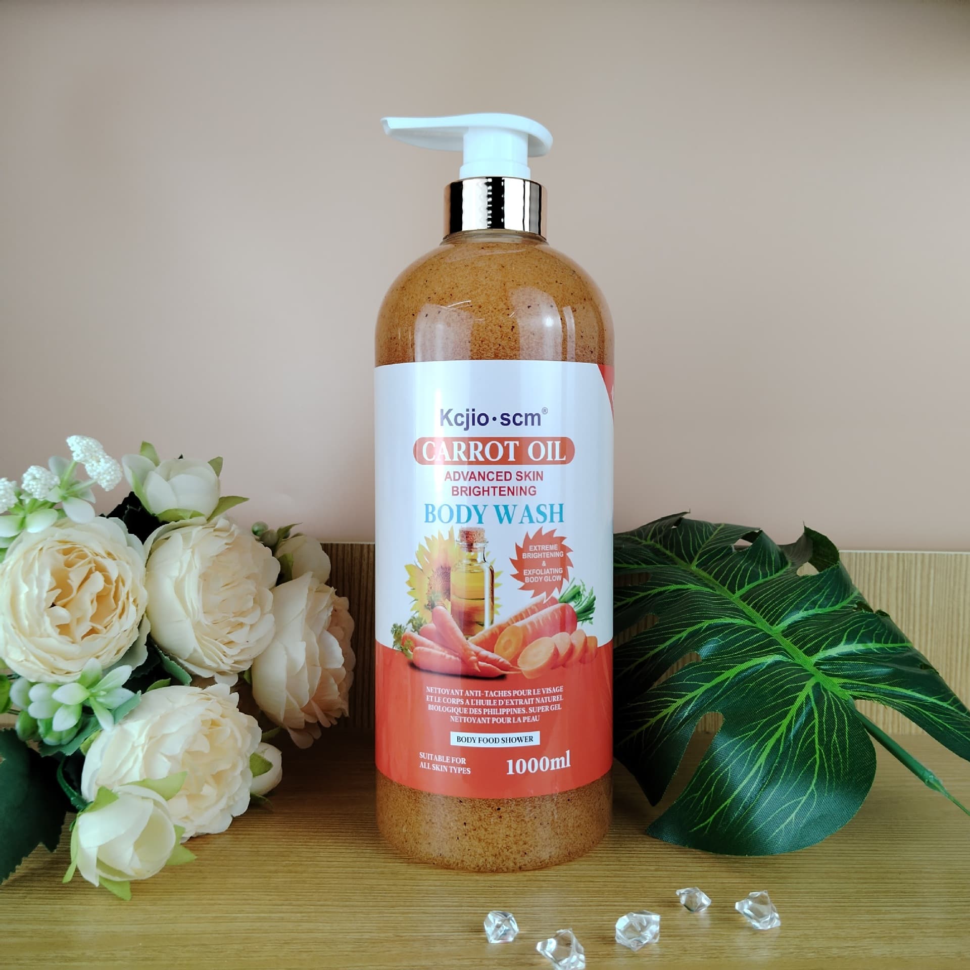 Cross-border English Gold Carrot Oil Tomato Goat Milk Vitamin C Almond Exfoliating Scrub Shower Gel 8