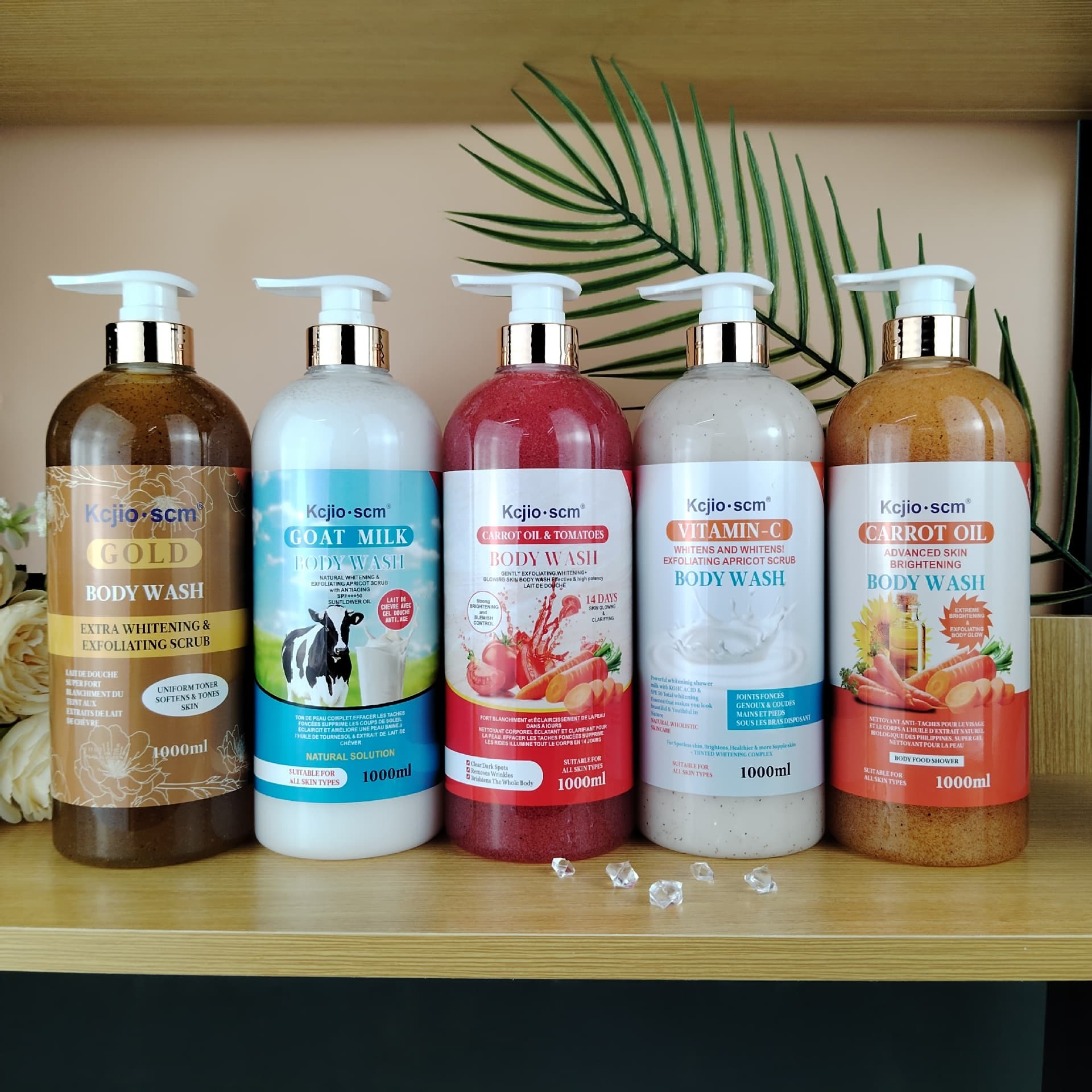 Cross-border English Carrot Oil Tomato Goat Milk Gold Vitamin C Almond Exfoliating Scrub Shower Gel 2