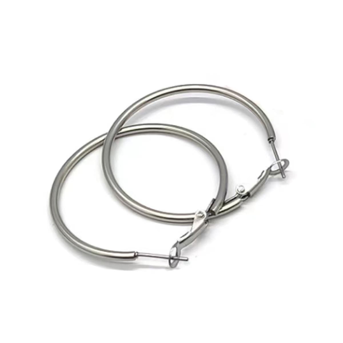 316L stainless steel titanium steel large circle coil earrings versatile spring clip shrimp bow buckle coil earrings ear buckle jewelry 3