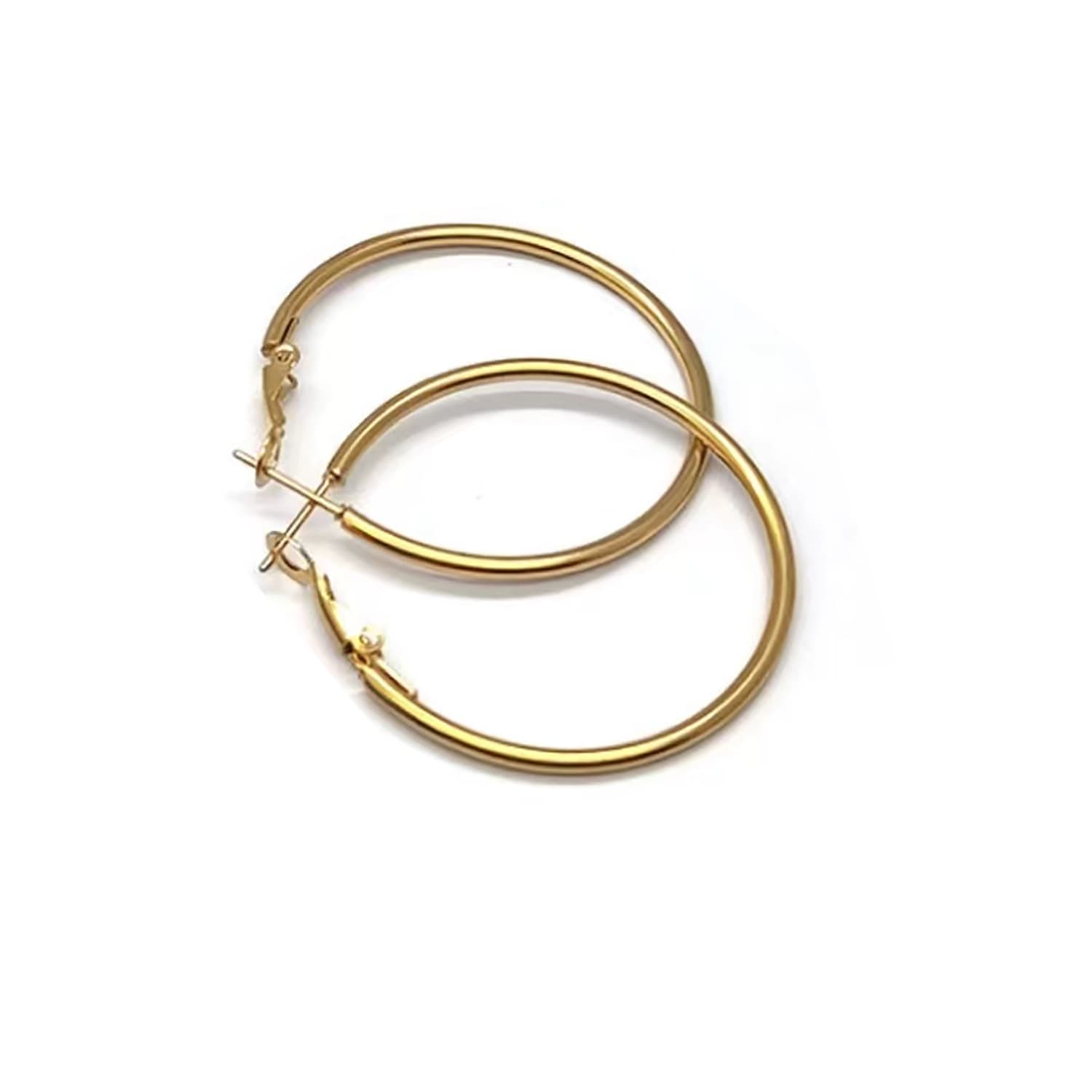 316L stainless steel titanium steel large circle coil earrings versatile spring clip shrimp bow buckle coil earrings ear buckle jewelry 4