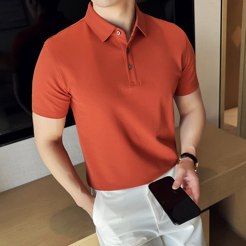 Summer cool Polo shirt men's solid color lapel business casual short-sleeved T-shirt men's shirt collar half-sleeved Solona 3