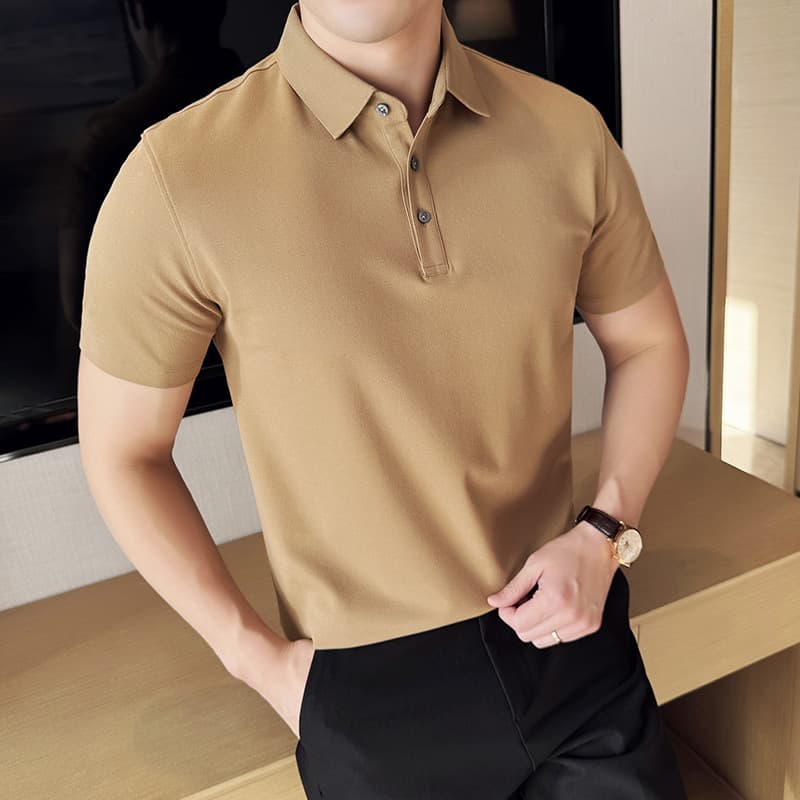Summer cool Polo shirt men's solid color lapel business casual short-sleeved T-shirt men's shirt collar half-sleeved Solona 4