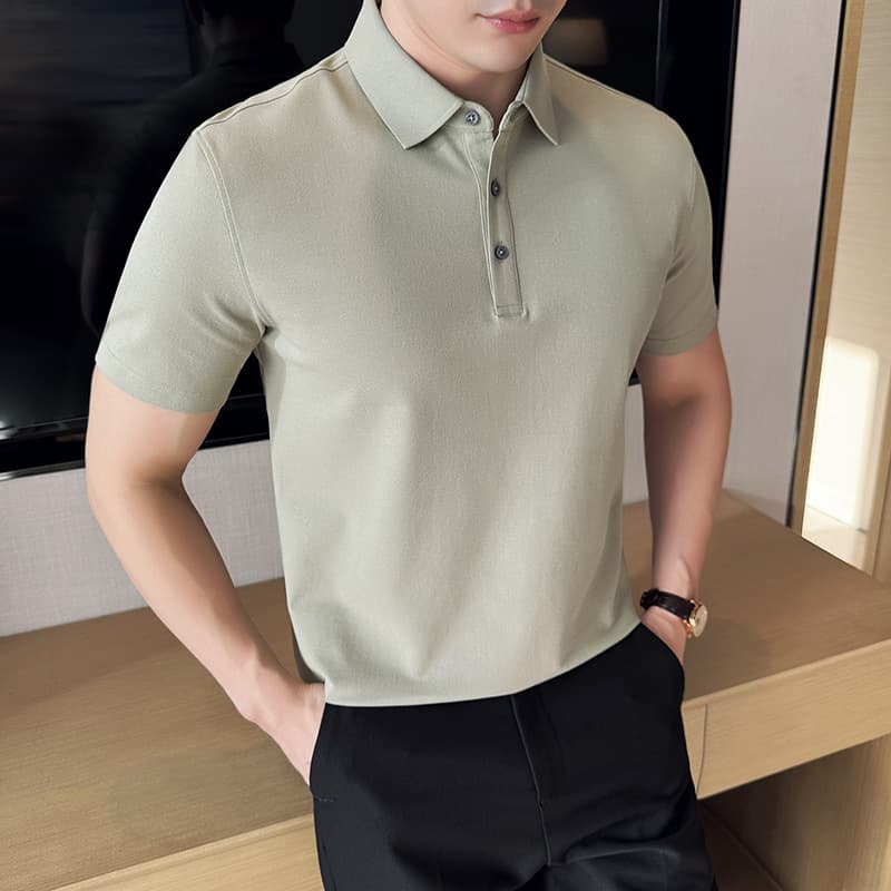 Summer cool Polo shirt men's solid color lapel business casual short-sleeved T-shirt men's shirt collar half-sleeved Solona 5