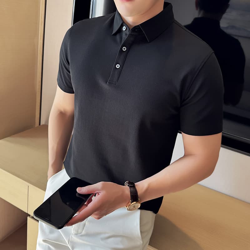 Summer cool Polo shirt men's solid color lapel business casual short-sleeved T-shirt men's shirt collar half-sleeved Solona 7