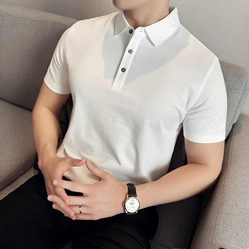 Summer cool Polo shirt men's solid color lapel business casual short-sleeved T-shirt men's shirt collar half-sleeved Solona 8