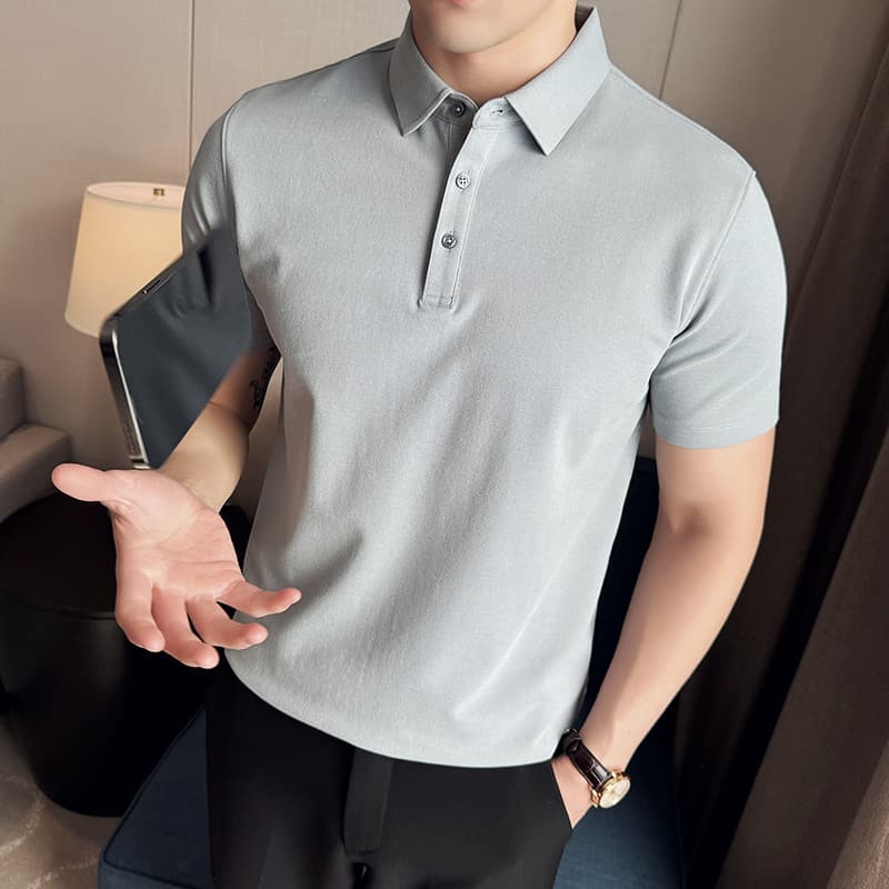 Summer cool Polo shirt men's solid color lapel business casual short-sleeved T-shirt men's shirt collar half-sleeved Solona 9